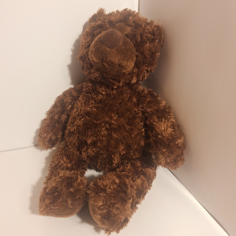 Brown Fuzzy Teddy Bear Plush Gund Shiny Long Hair WIC 348429 Soft Stuffed Animal